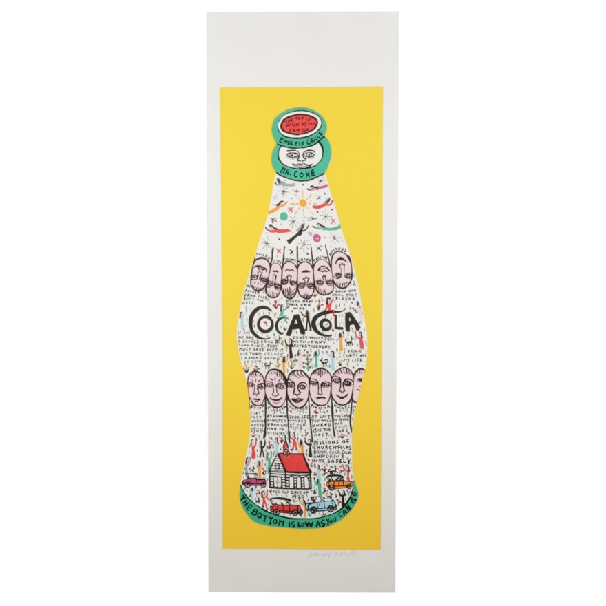 Howard Finster Serigraph of Coca-Cola Bottle, Late 20th Century