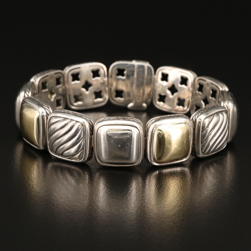 David Yurman "Chiclet" 18K and Sterling Bracelet