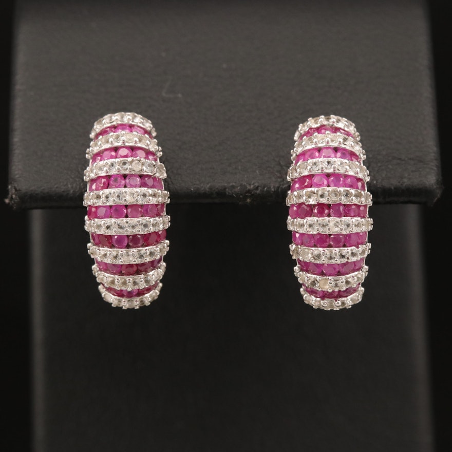 Sterling Ruby and Topaz Earrings