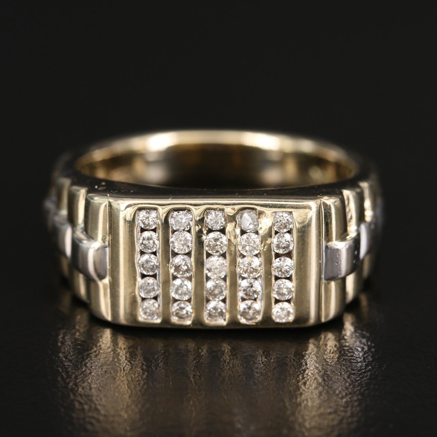 14K Diamond Multi-Row Ring