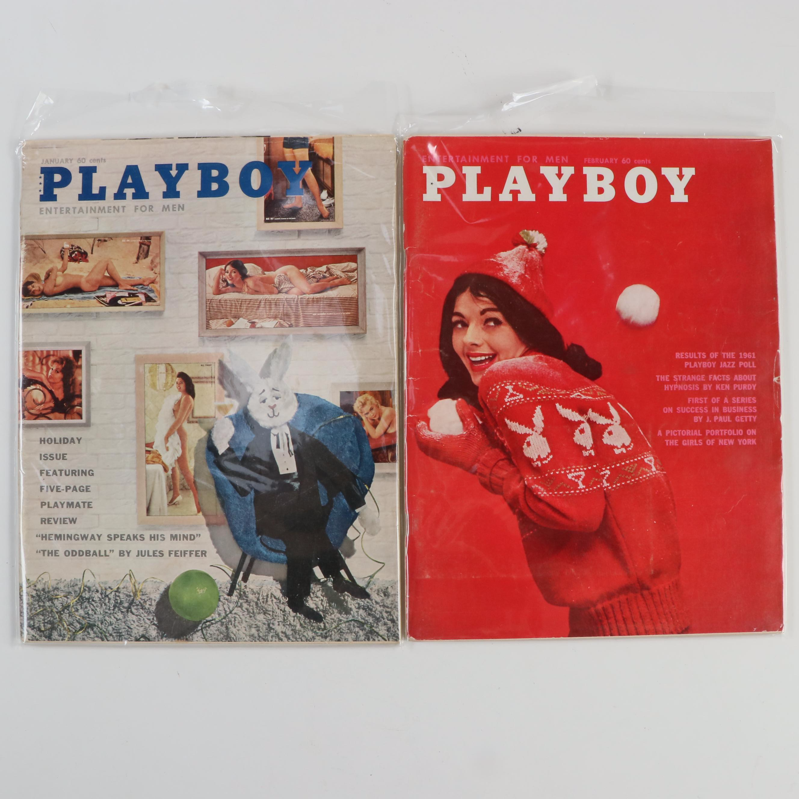 "Playboy" Magazines Including "Girls of Sweden" and "Playmate of the Year", 1961