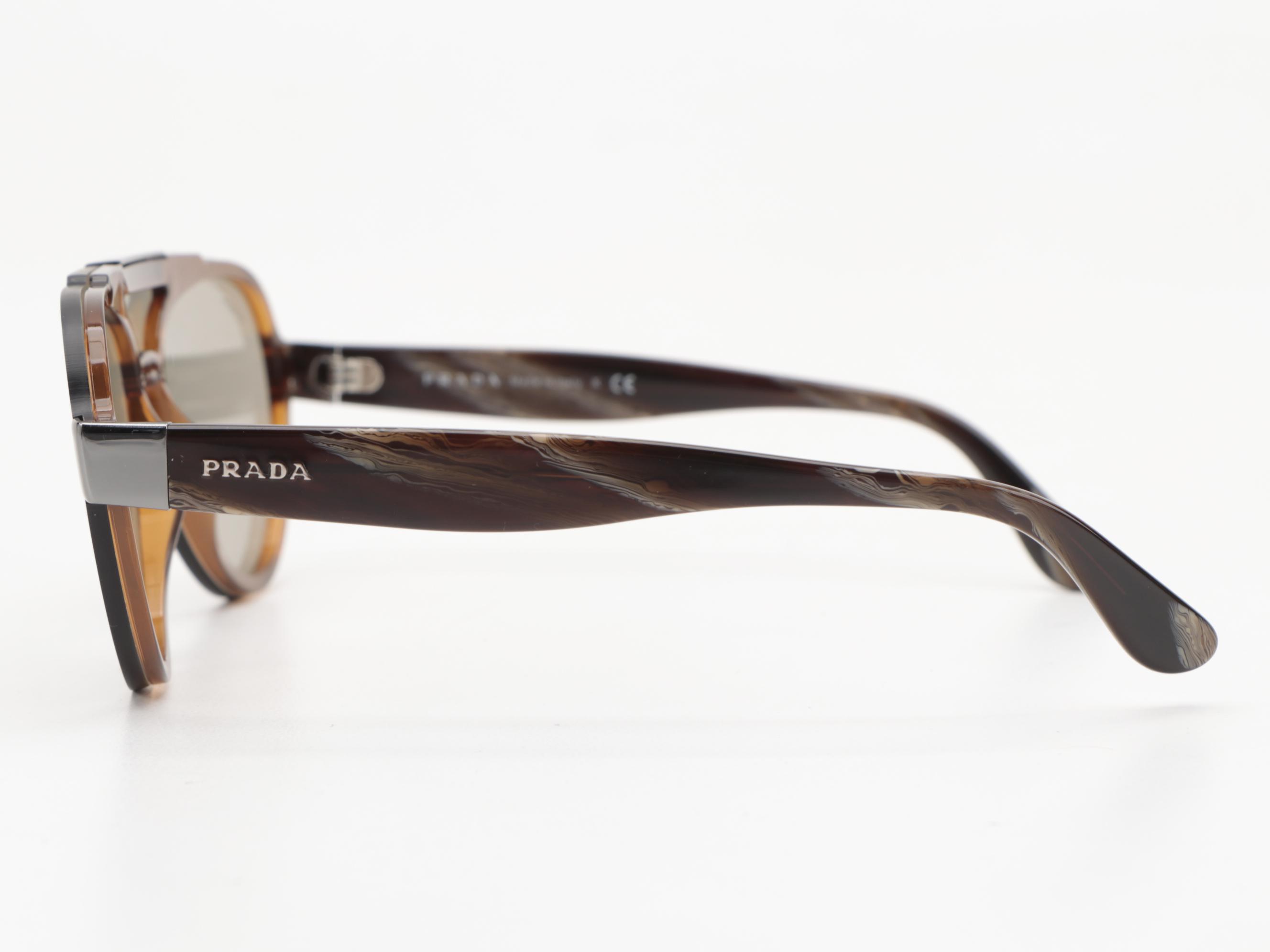Prada SPR01U Brown Aviator Sunglasses