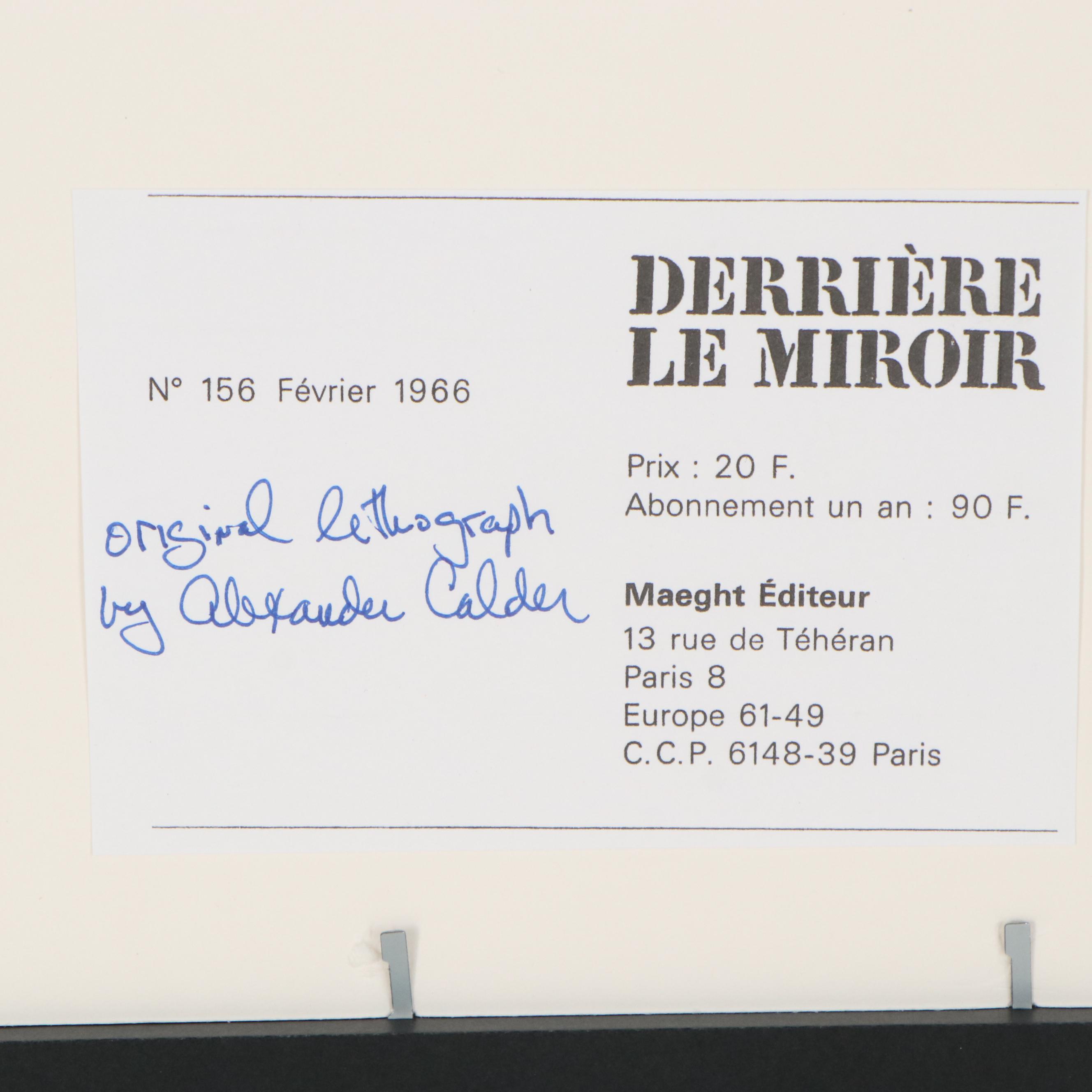 Alexander Calder Color Lithograph for "Derrière le Miroir," 1966