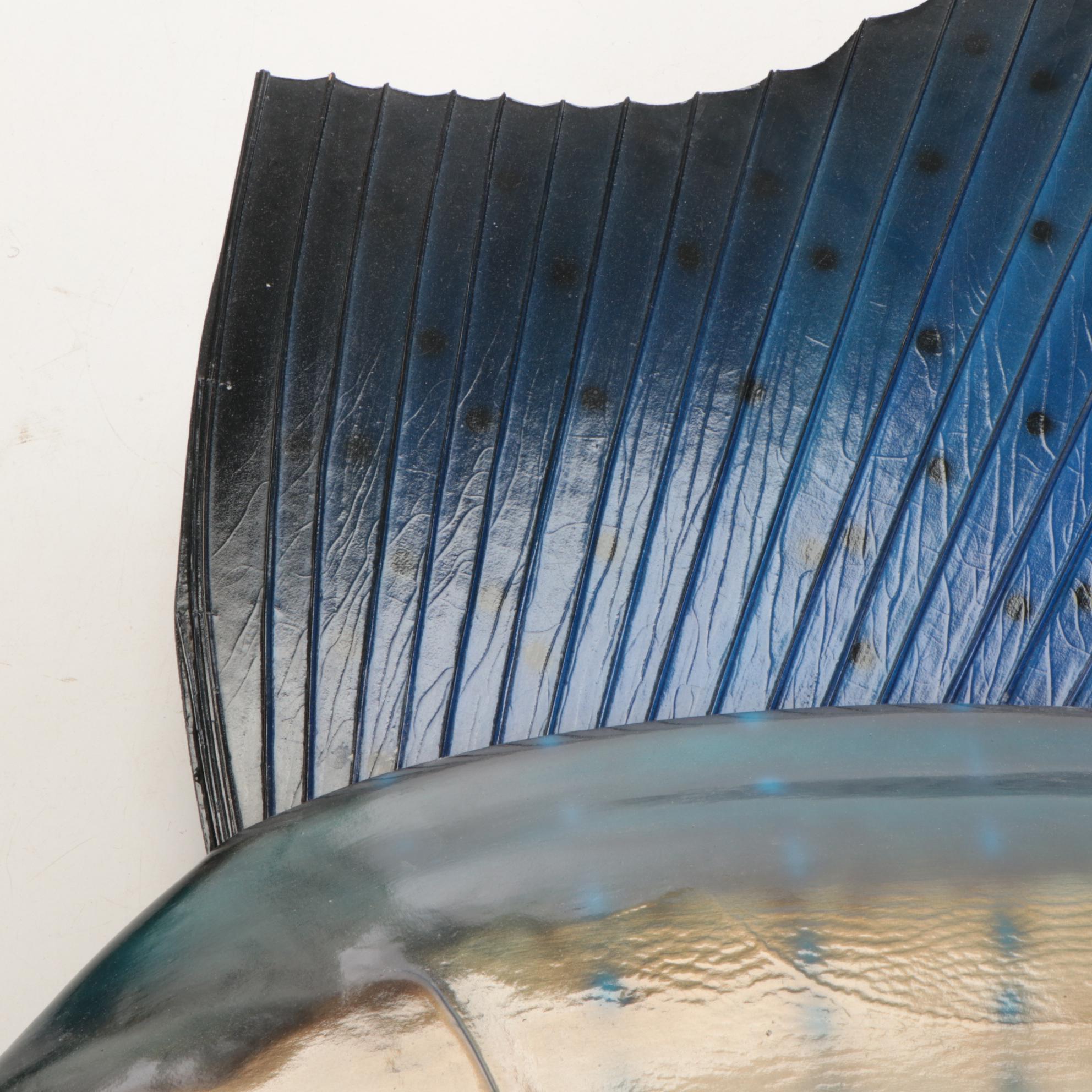 Blue Sailfish Taxidermy Fiberglass Full Body Wall Mount