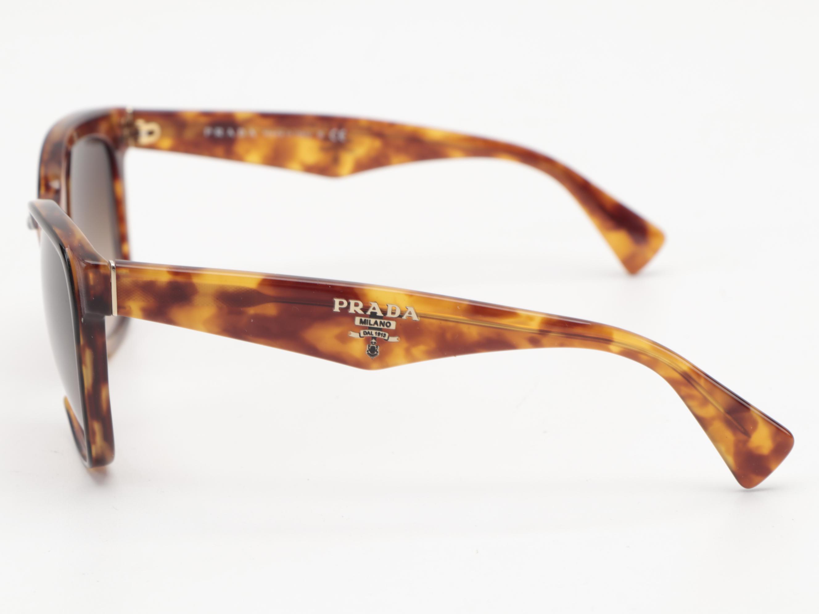 Prada SPR 20P Modified Cat Eye Sunglasses in Matte Tortoiseshell