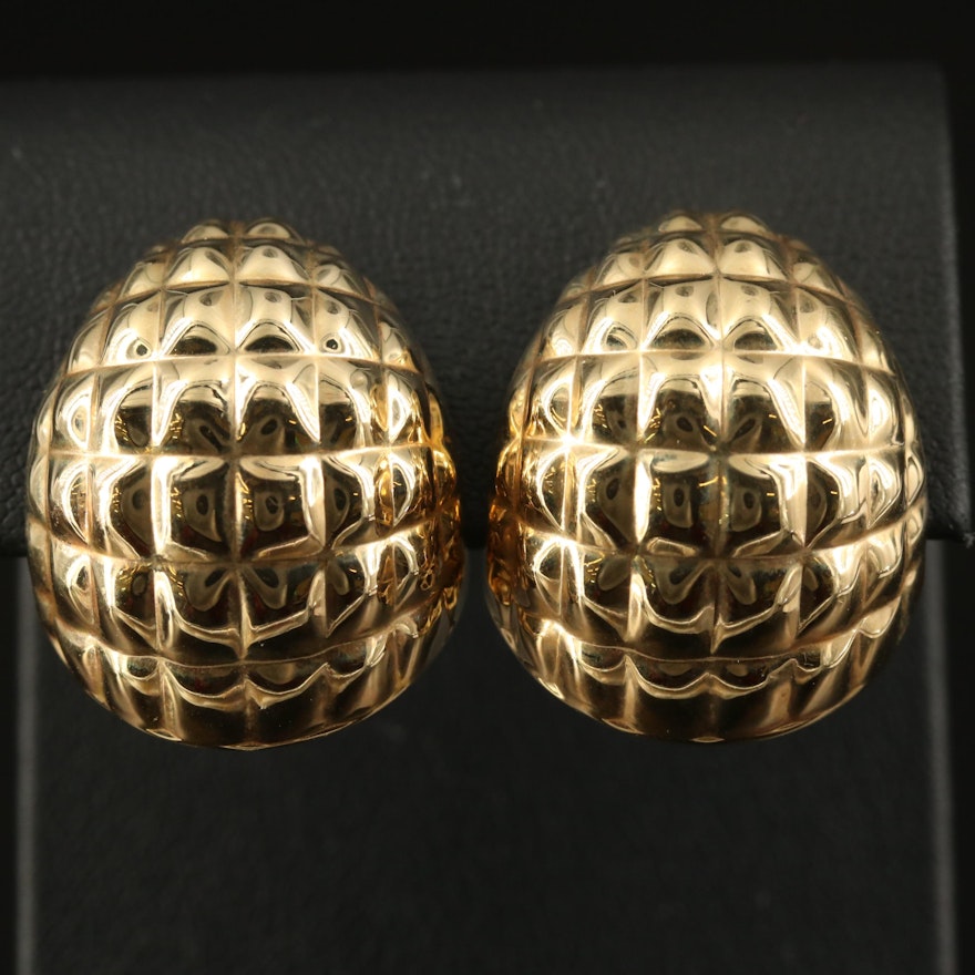 14K Domed Clip Earrings