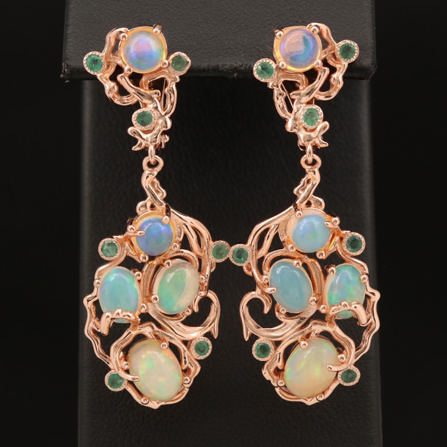 Sterling Opal and Beryl Earrings