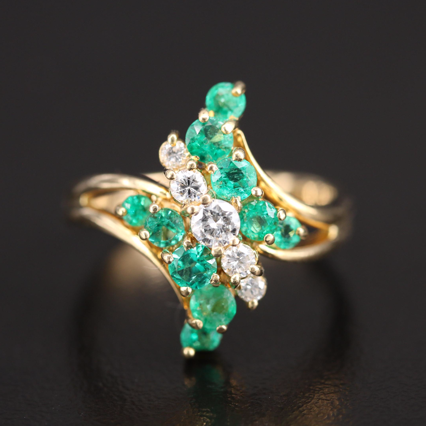 18K Diamond and 1.00 CTW Emerald Bypass Ring