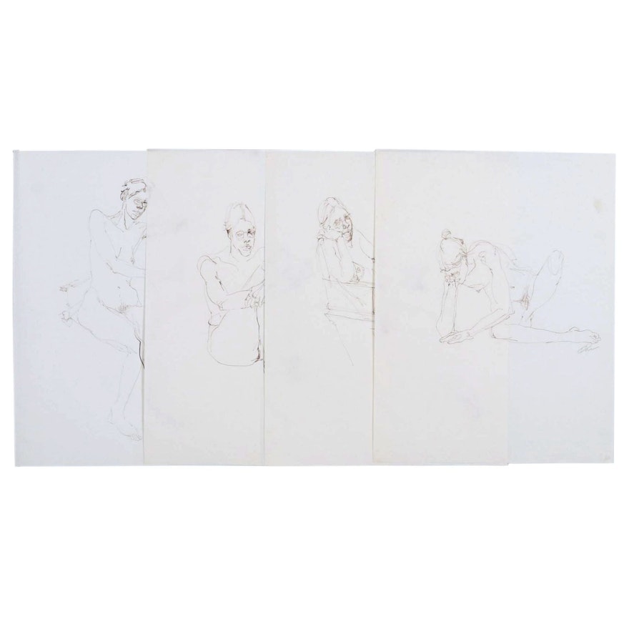 John Tuska Figure Ink Drawings, Late 20th Century