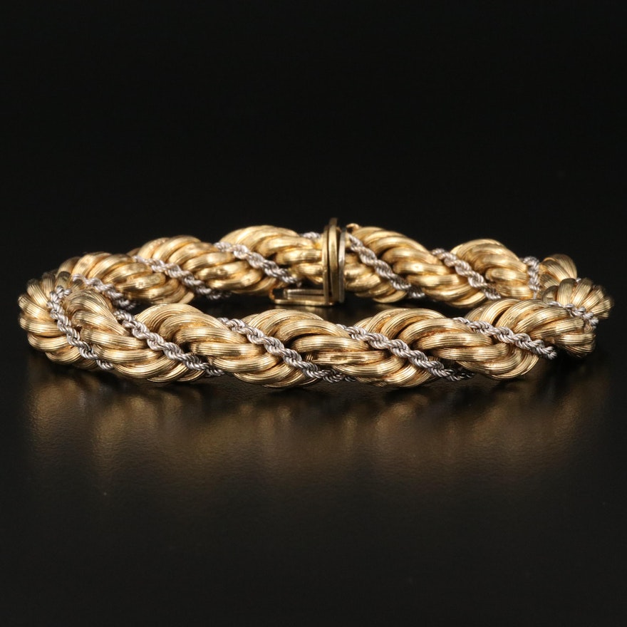 18K Two-Tone Gold Double French Rope Bracelet