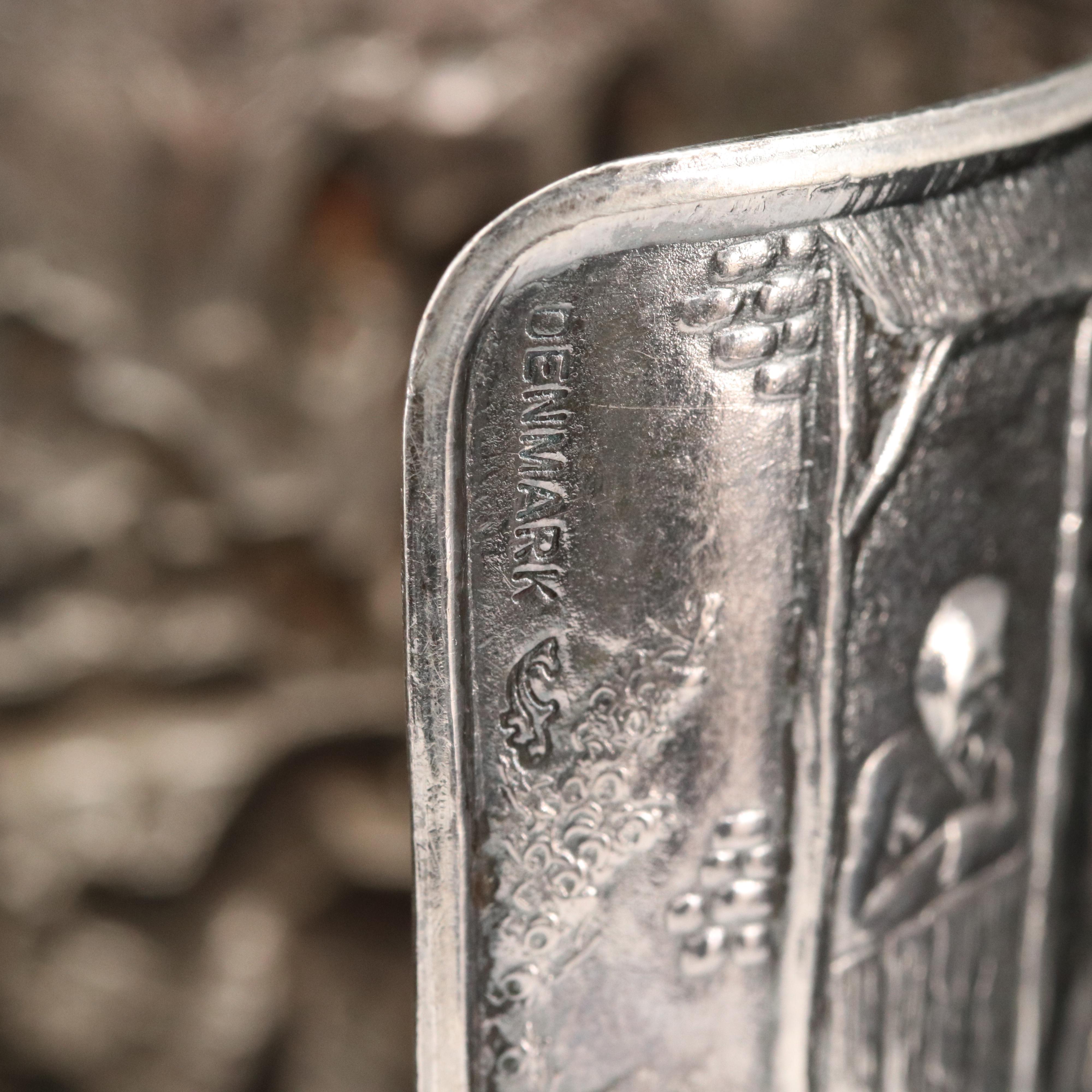 Vintage Danish Hans Jensen Repoussé Tavern Scene Cuff