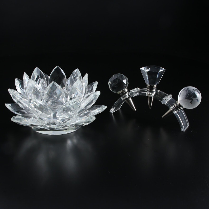 Shannon "Lotus" Crystal Candle Holder and Bottle Stoppers