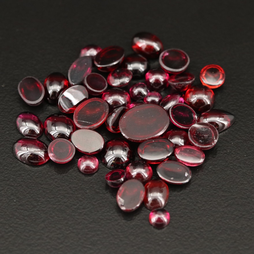 Loose 44.20 CTW Garnet Selection Featuring Various Cabochon Shapes