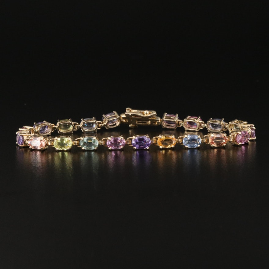 14K Multicolored Sapphire Line Bracelet