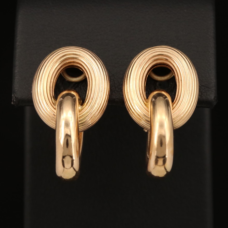14K Oval Link Clip Earrings