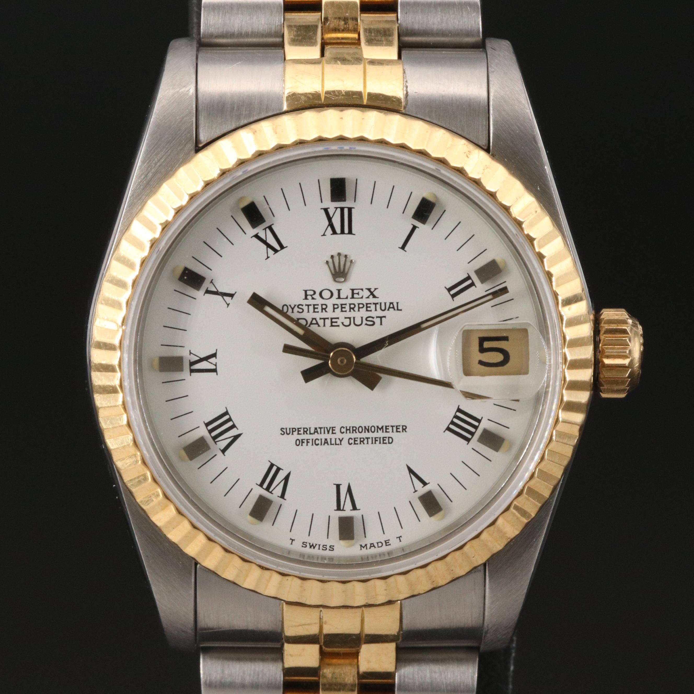 1989 Rolex Datejust Mid-Size 18K and Stainless Steel Automatic Watch