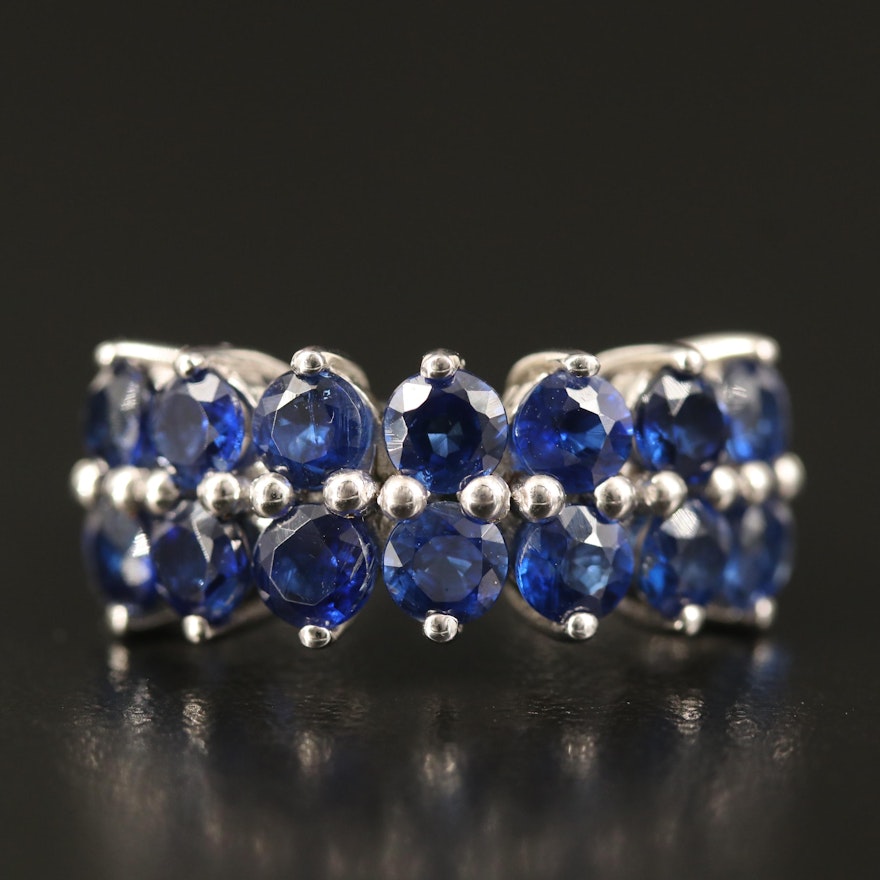 Sterling Kyanite Double Row Ring