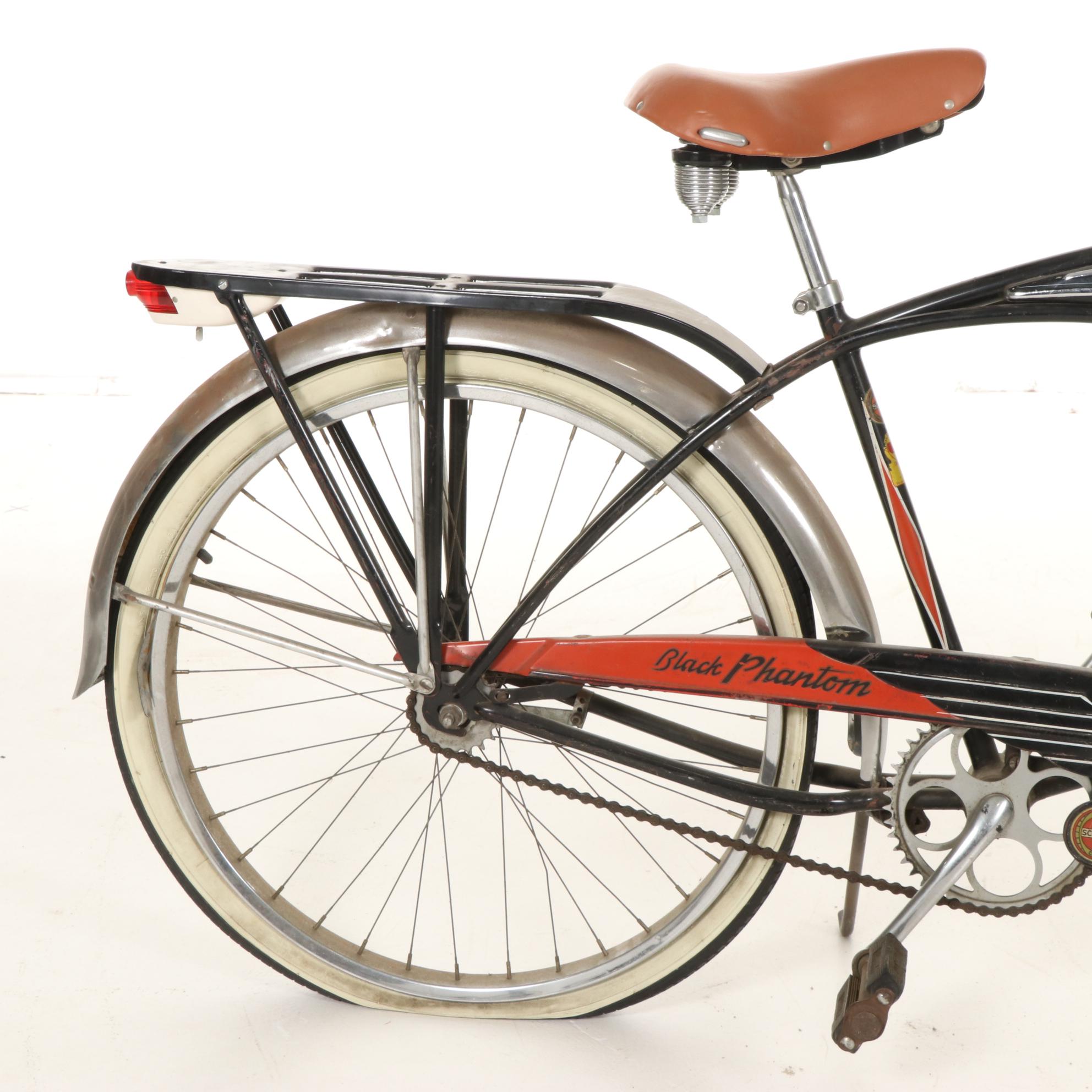 Schwinn Black Phantom Cruiser Bicycle, Mid-20th Century