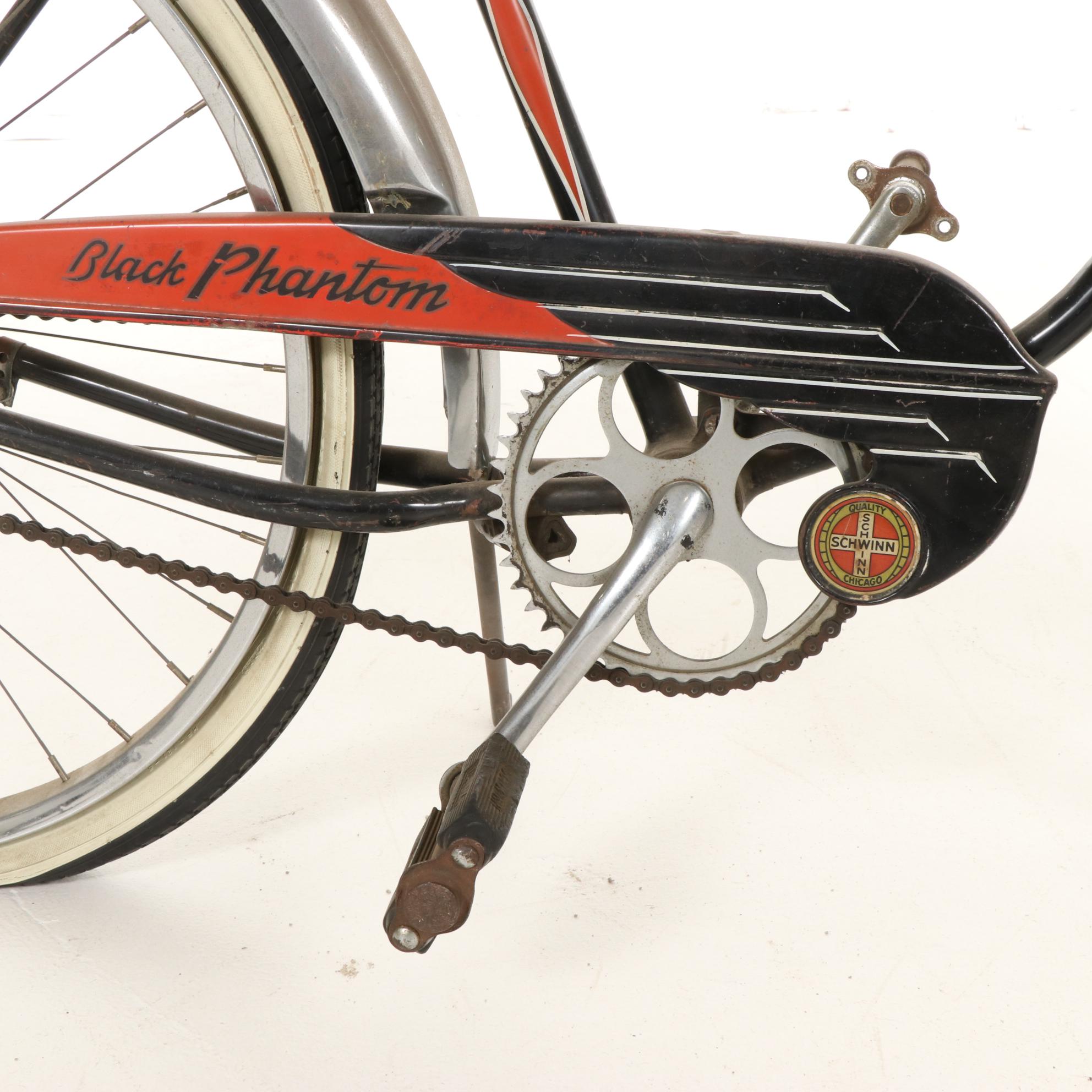 Schwinn Black Phantom Cruiser Bicycle, Mid-20th Century