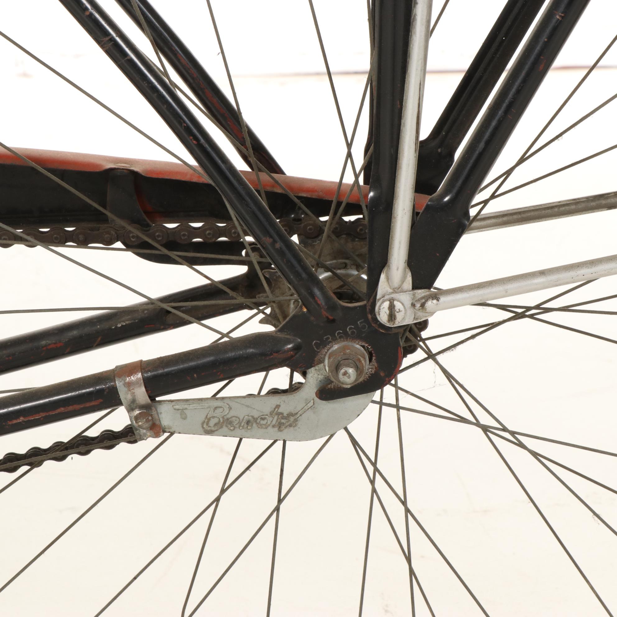 Schwinn Black Phantom Cruiser Bicycle, Mid-20th Century