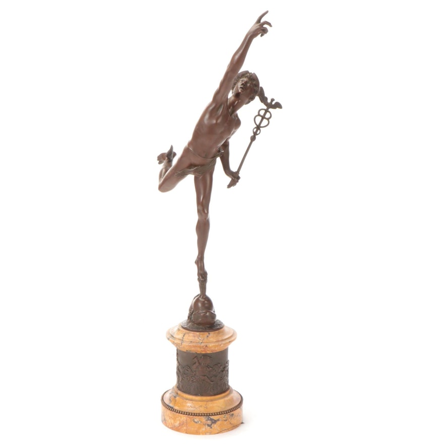 Brass Sculpture after Giambologna "Mercury"