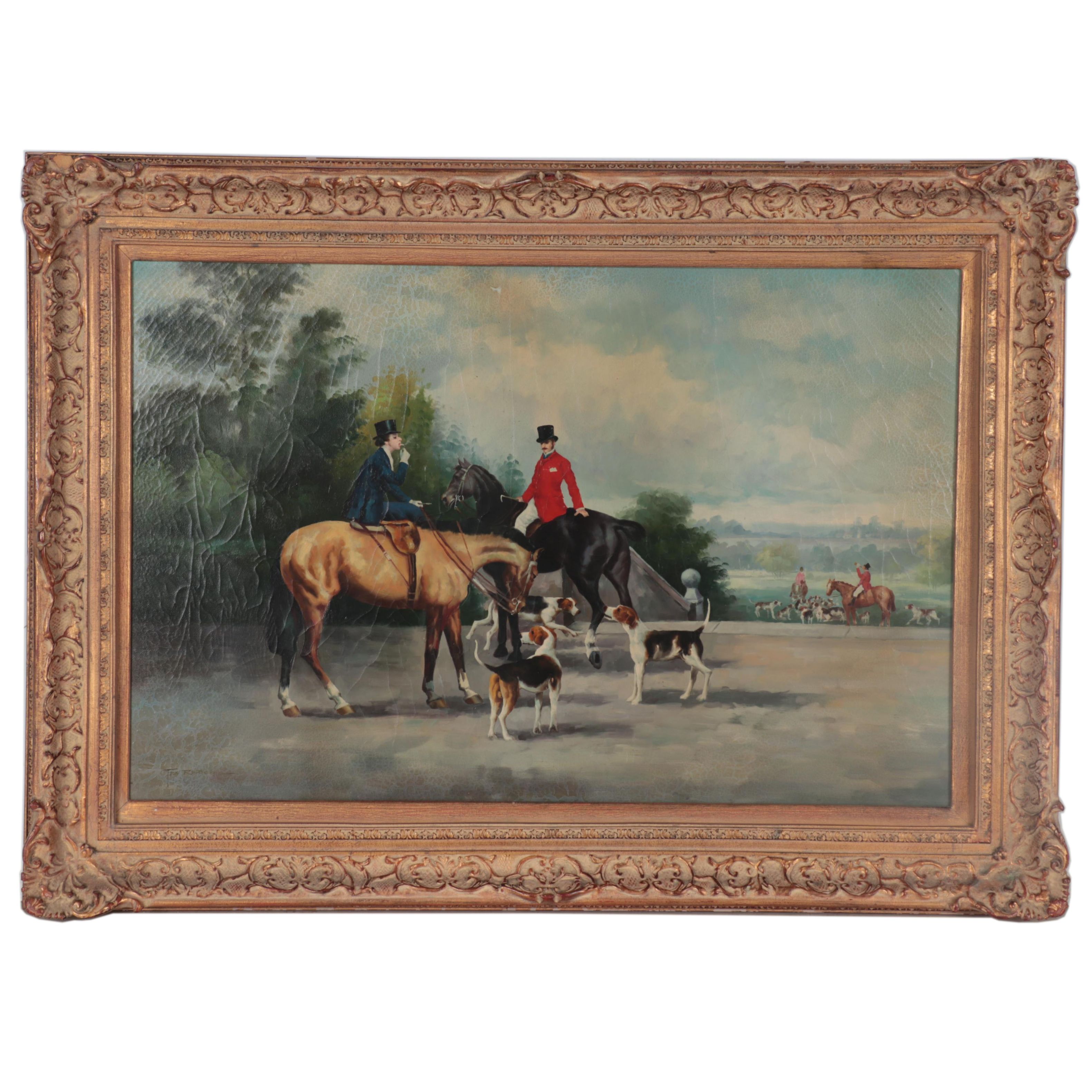 Troy Berke Hunting Genre Oil Painting, Late 20th Century
