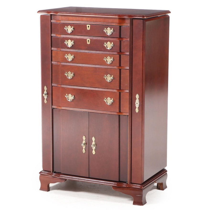 Powell Chippendale Style Mahogany-Stained Jewelry Armoire, Late 20th Century