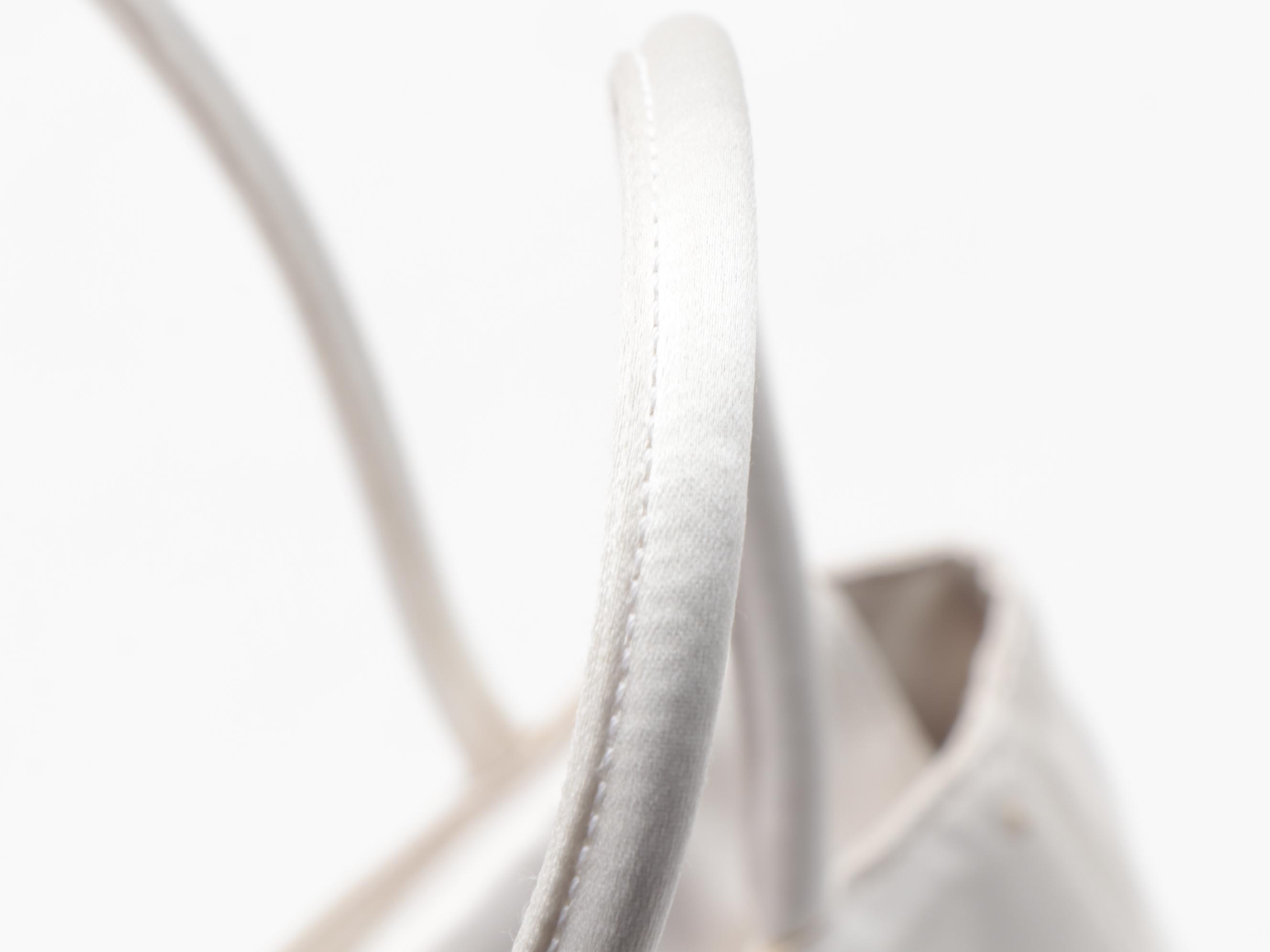 Prada White Satin Bag with French Knot Embroidery