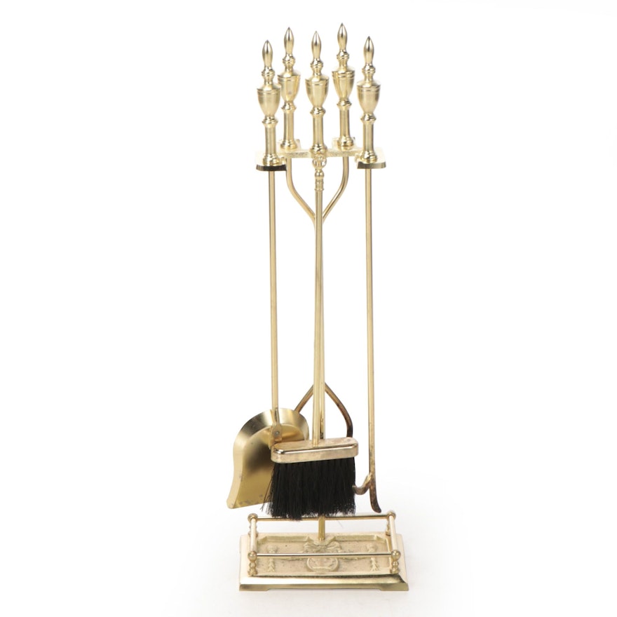 Brass-Tone Fireplace Tool Set, Late 20th Century