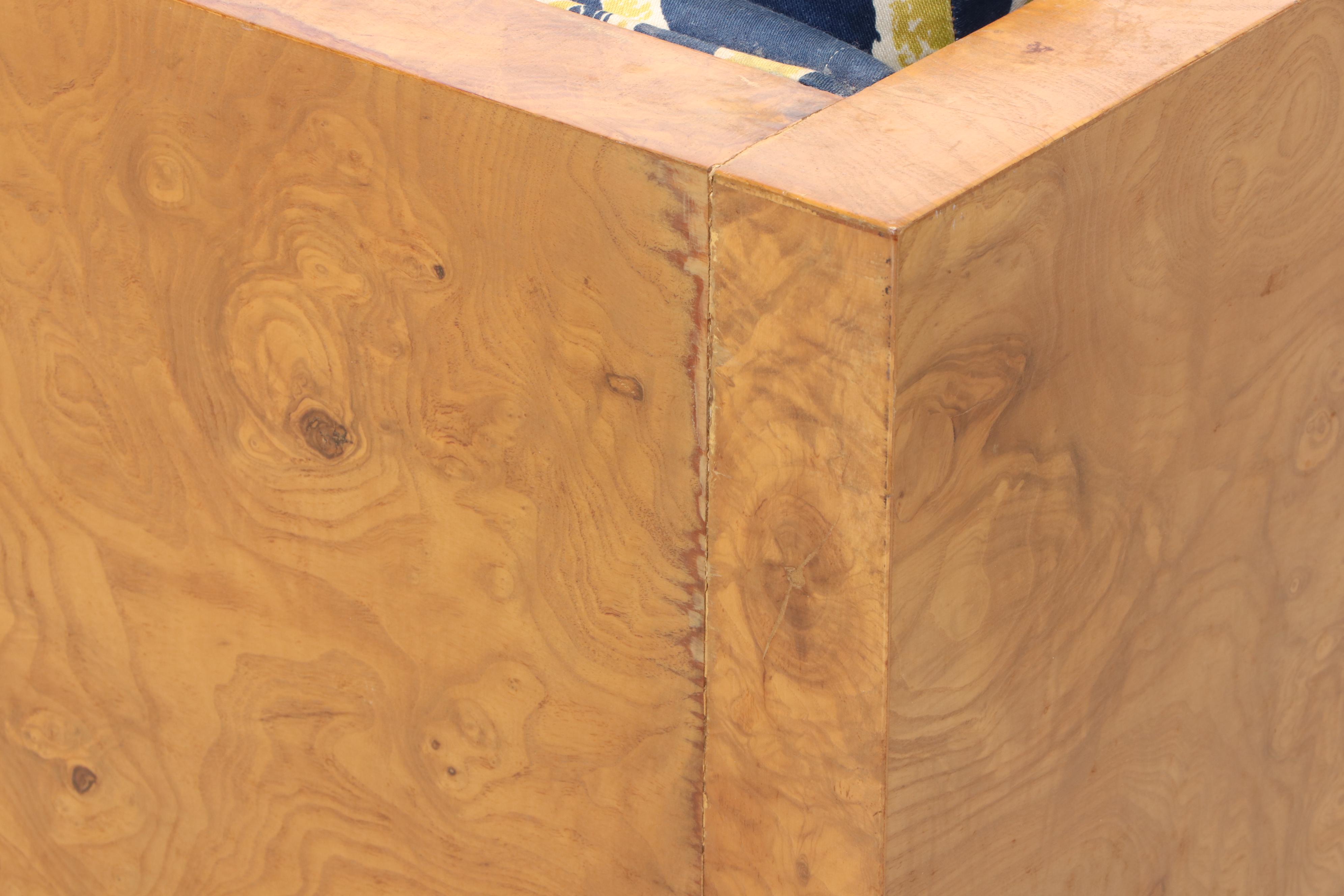 Milo Baughman for Thayer Coggin "Case" Burl Wood and Chrome Loveseat