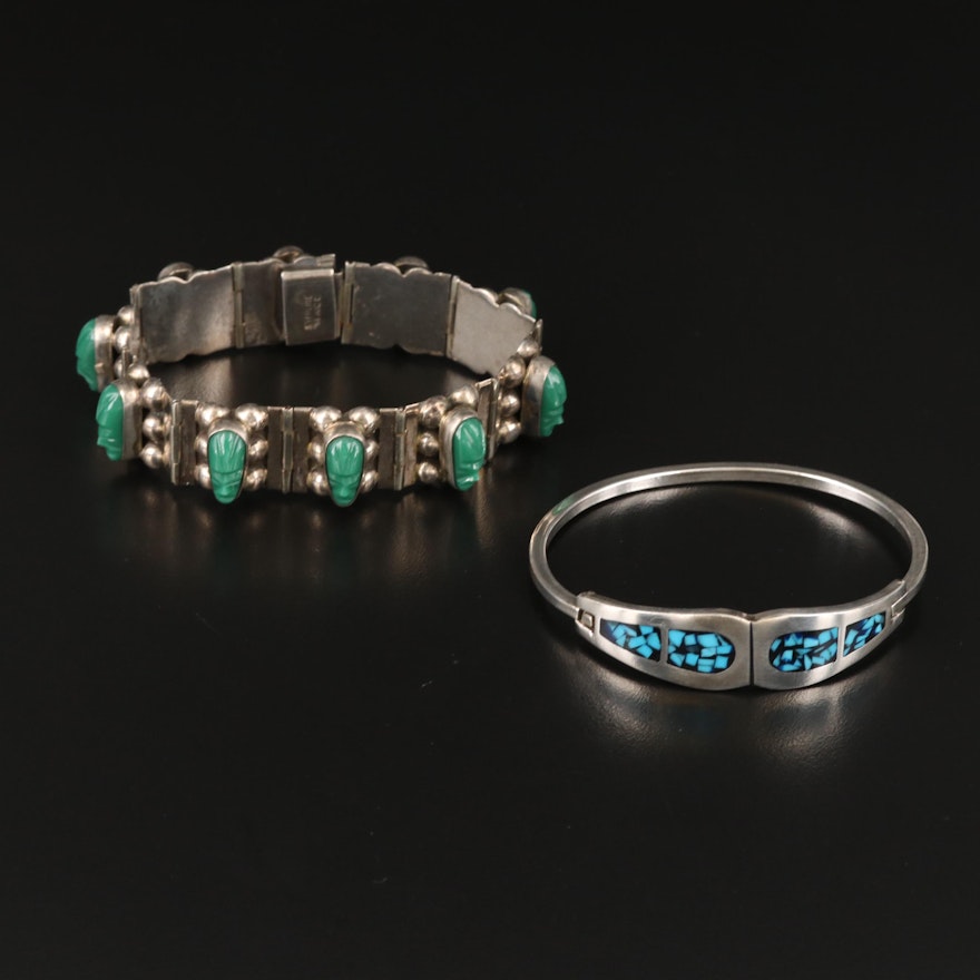 Mexican Sterling Bracelets Including Inlay