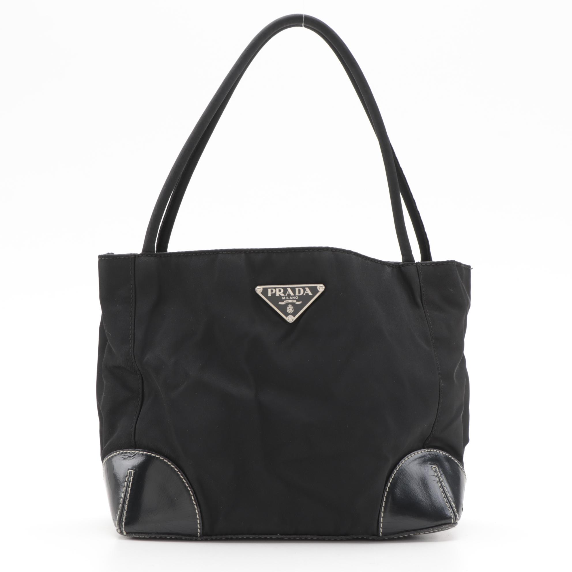 Prada Shoulder Bag in Black Tessuto Nylon and Leather