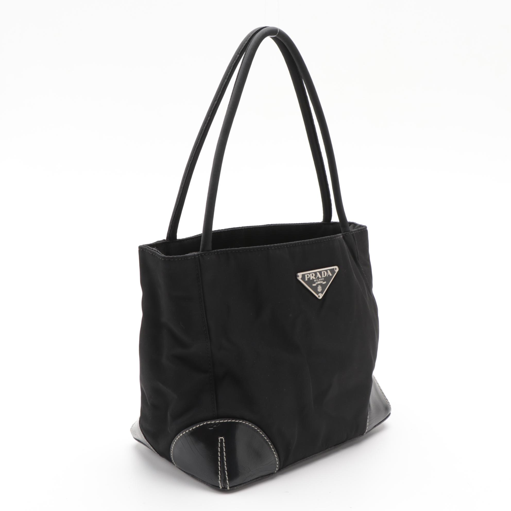Prada Shoulder Bag in Black Tessuto Nylon and Leather