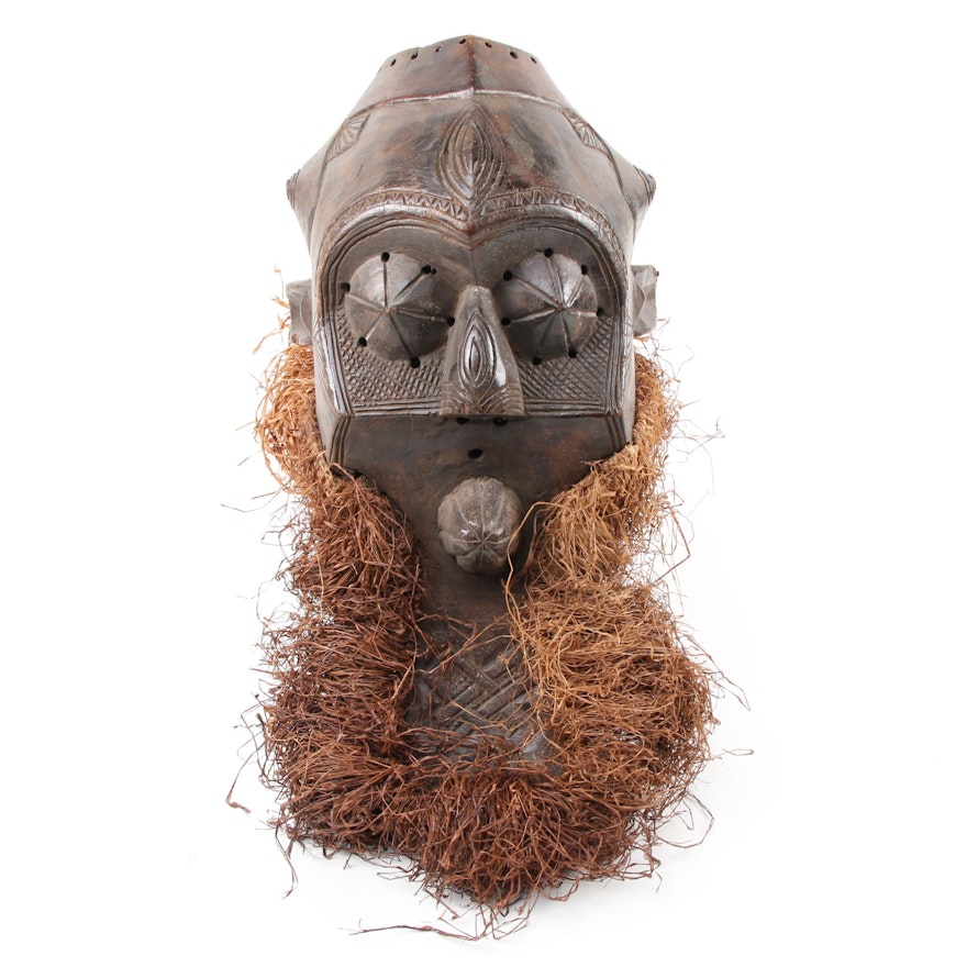 Kete Style Carved Wood Mask, Central Africa