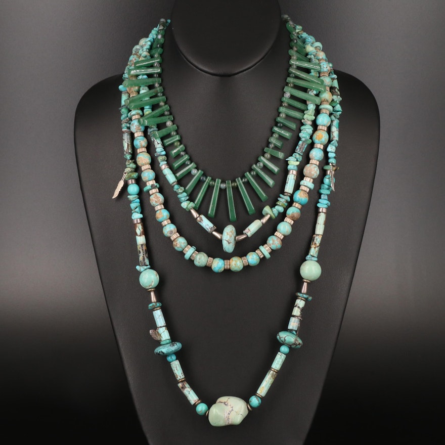 Turquoise, Faux Turquoise and Aventurine Necklaces