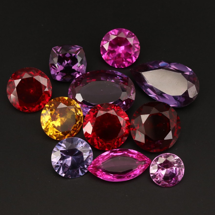 Loose Laboratory Grown Gemstones Including Ruby and Color Changing Sapphire