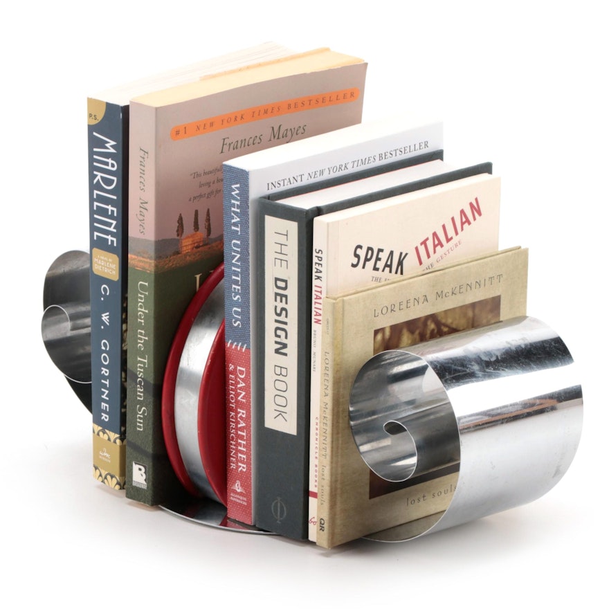 Curled Metal Tension Bookends with Books, Late 20th Century