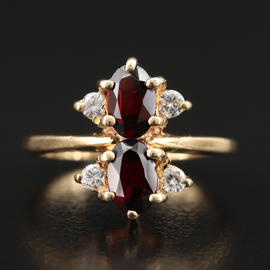 Vintage 14K Garnet and Diamond Ring