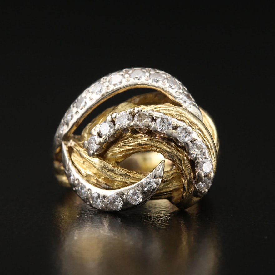 18K Diamond Biomorphic Swirl Ring