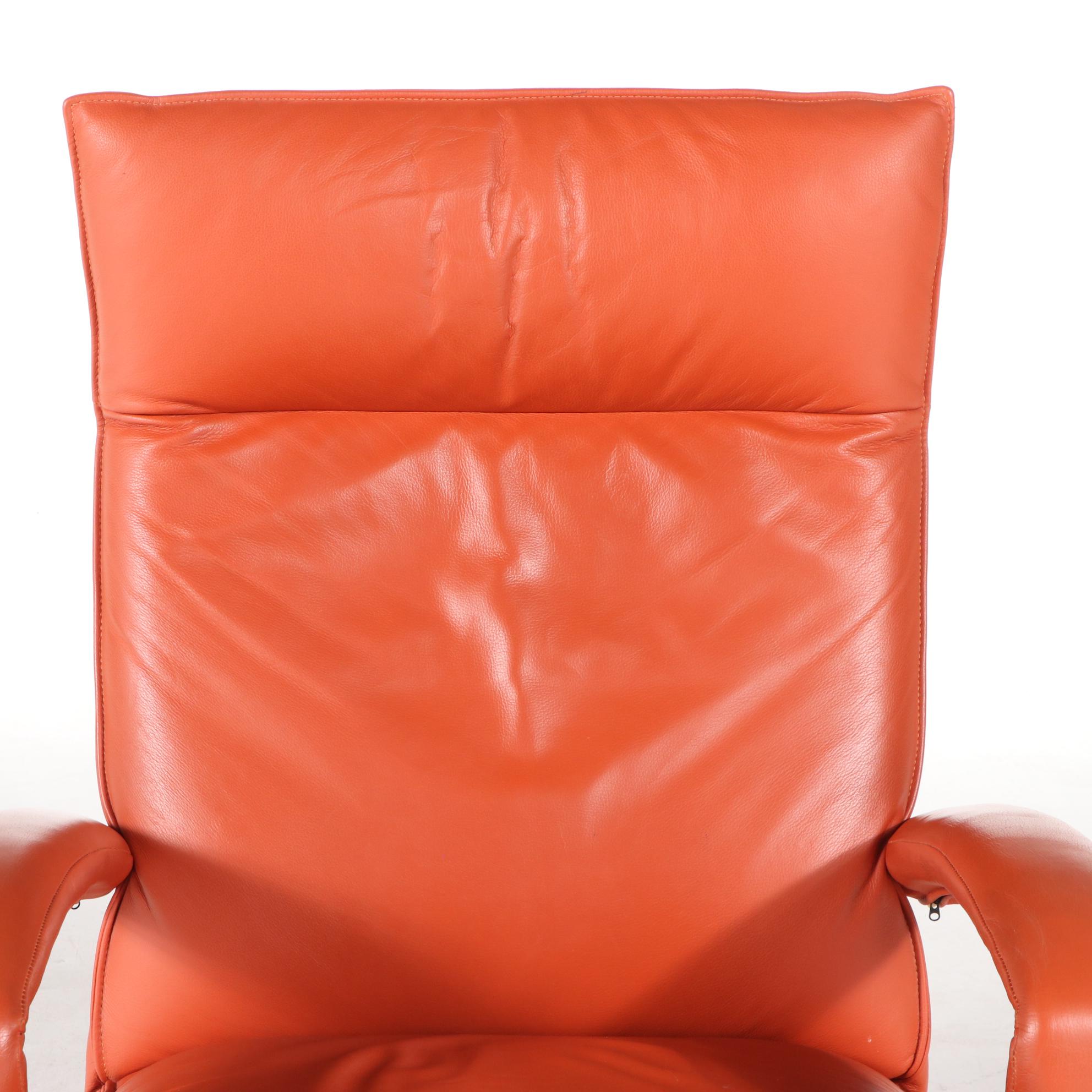 Lafer Modern Orange Leather Reclining Chair