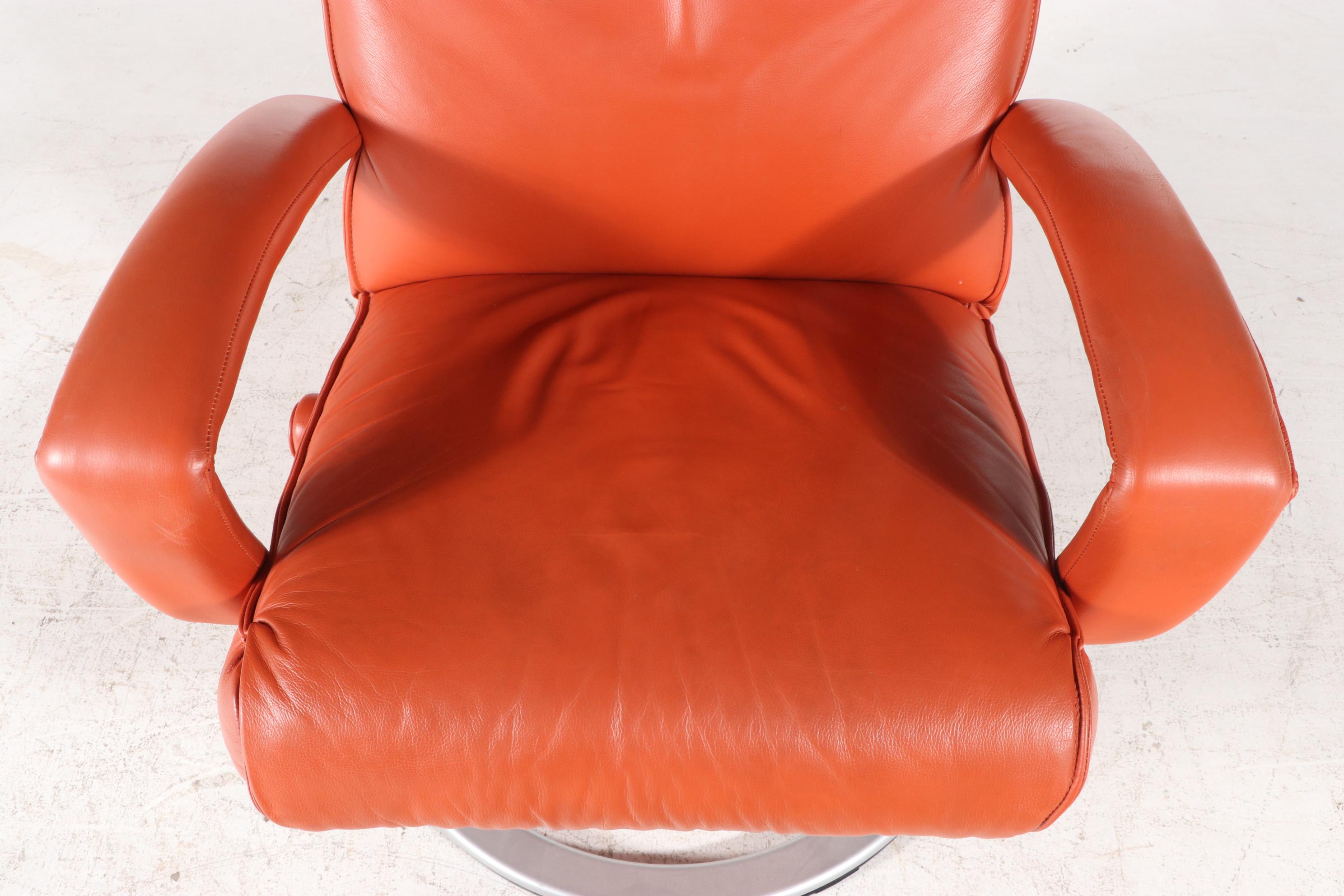 Lafer Modern Orange Leather Reclining Chair