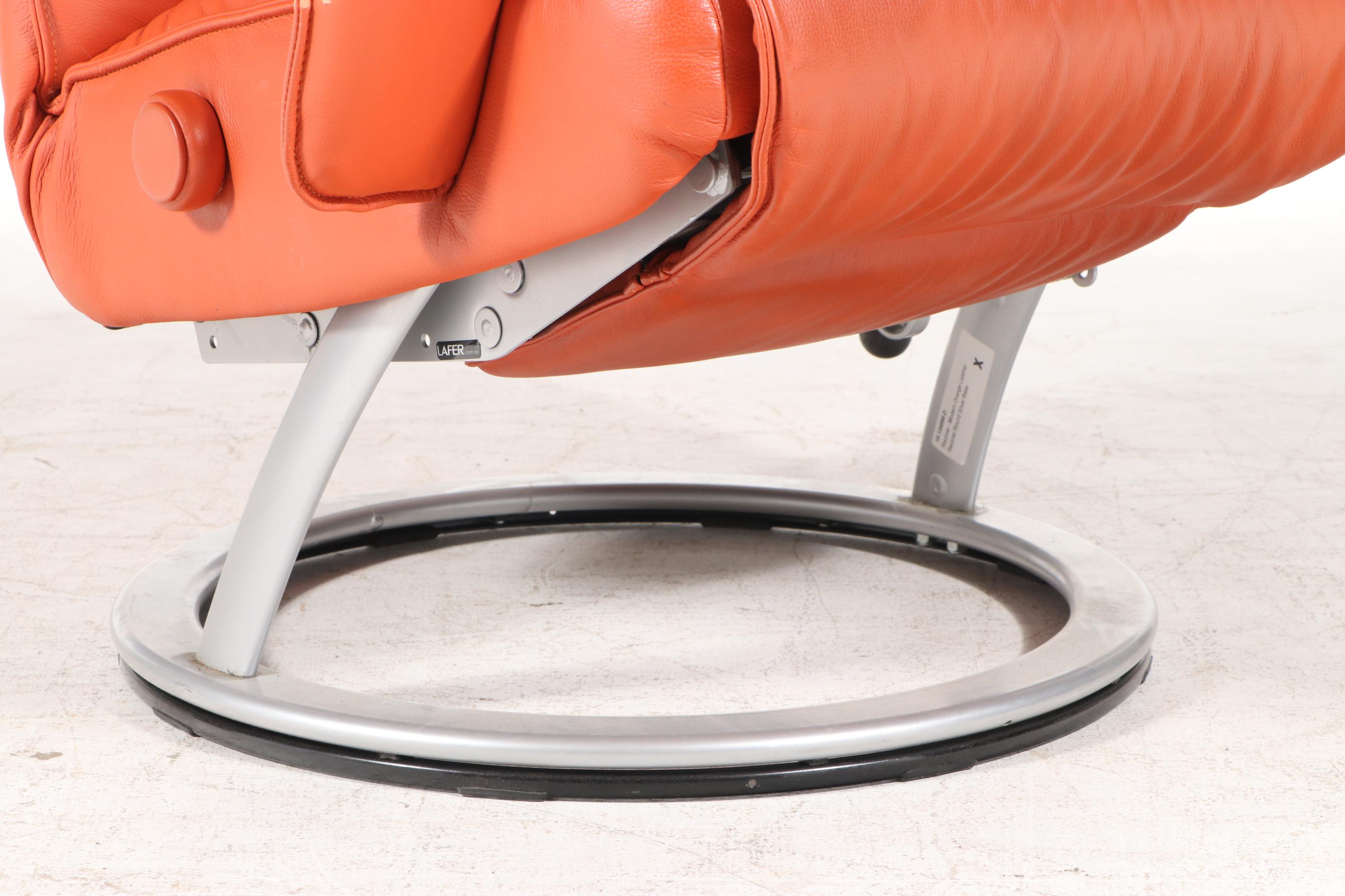 Lafer Modern Orange Leather Reclining Chair