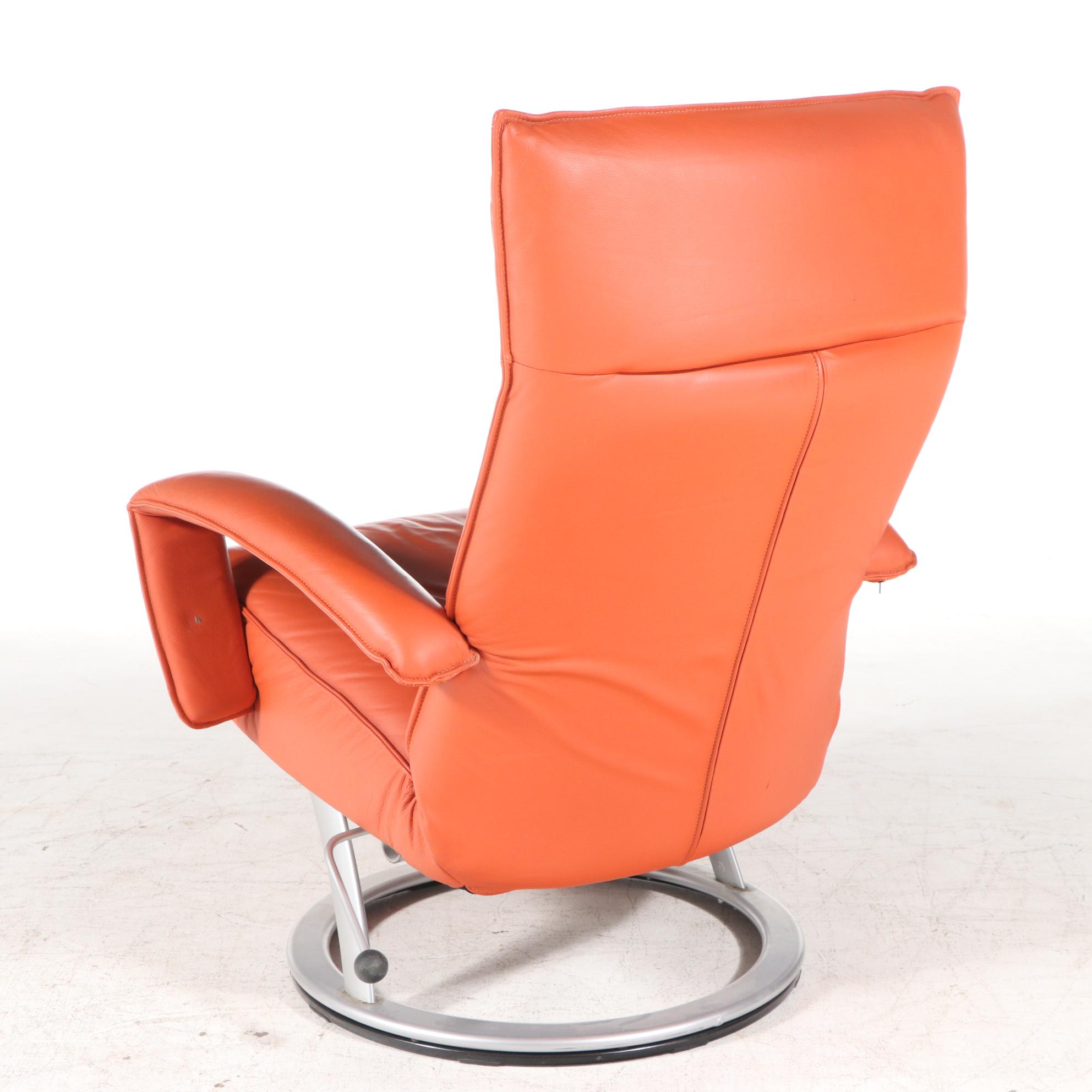 Lafer Modern Orange Leather Reclining Chair