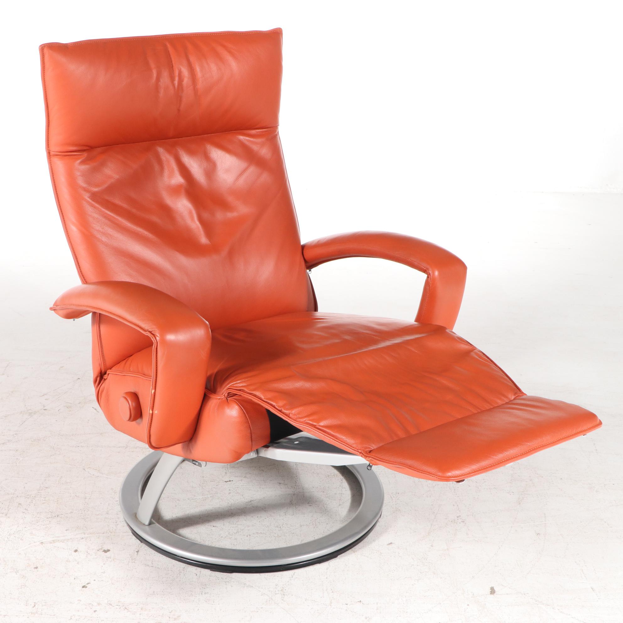 Lafer Modern Orange Leather Reclining Chair