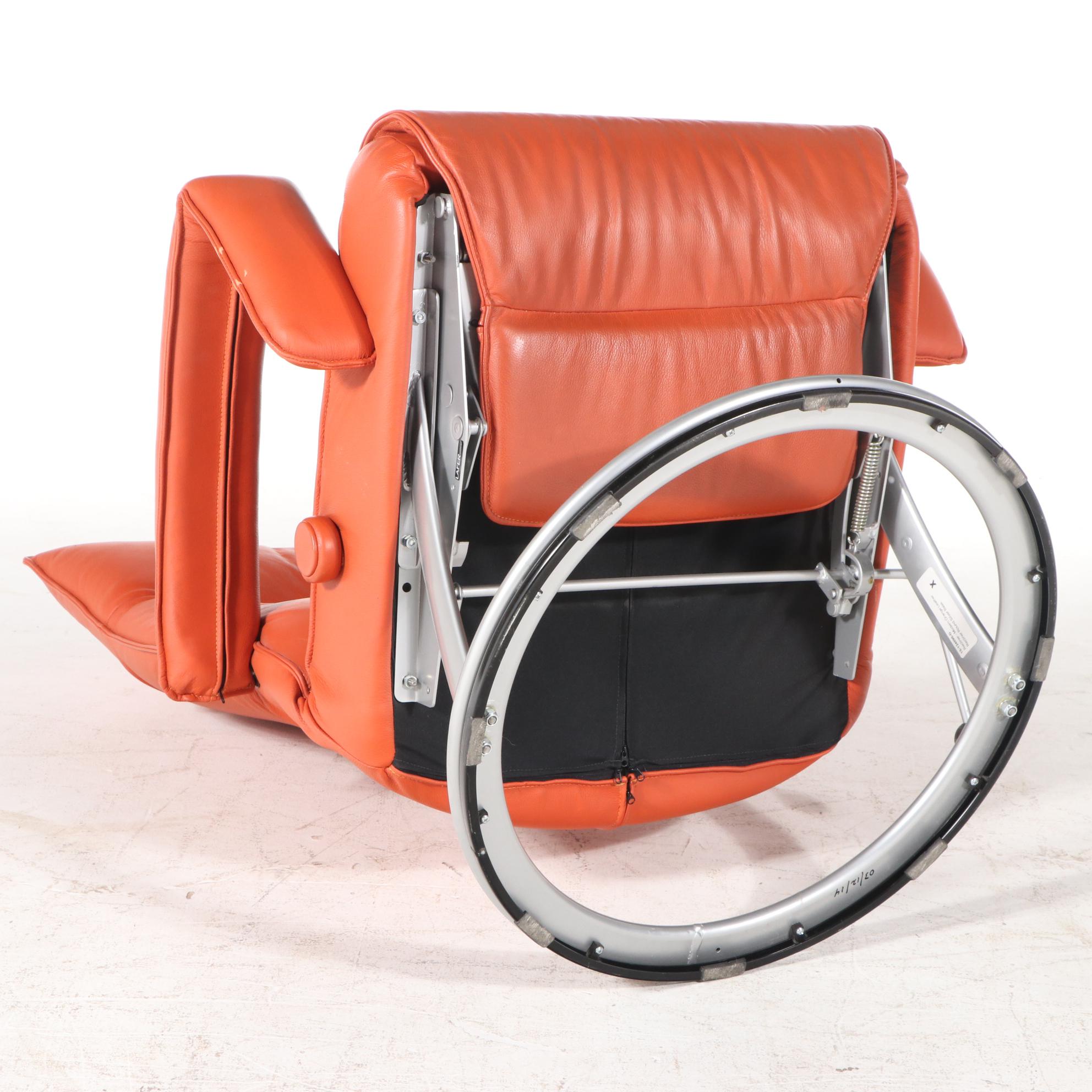 Lafer Modern Orange Leather Reclining Chair
