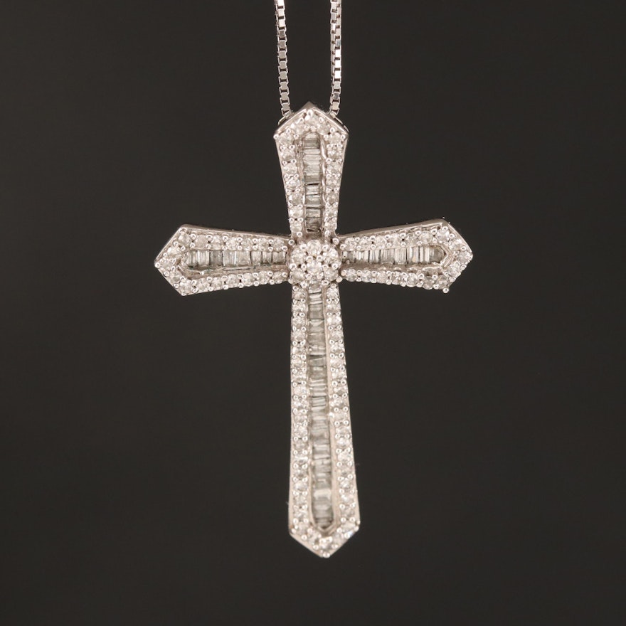 10K Diamond Cross Pendant Necklace