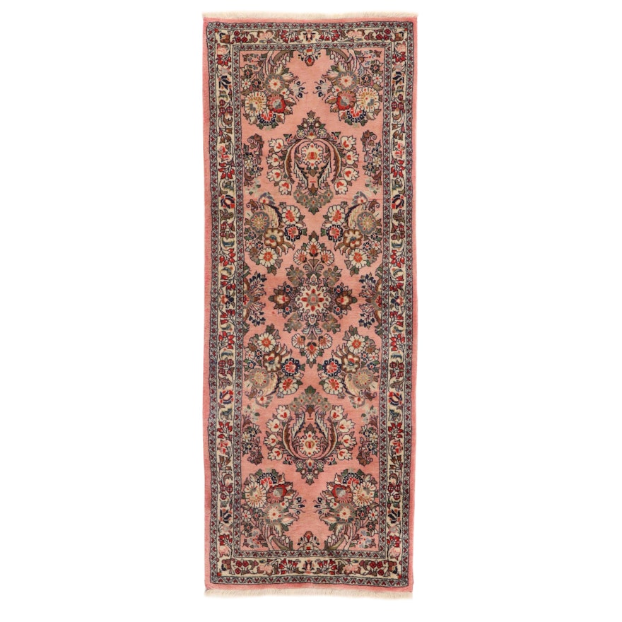 2'8 x 7'2 Hand-Knotted Persian Sarouk Carpet Runner, 1980s