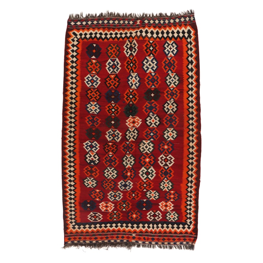 5'2 x 8'9 Handwoven Persian Shiraz Kilim Rug, 1950s