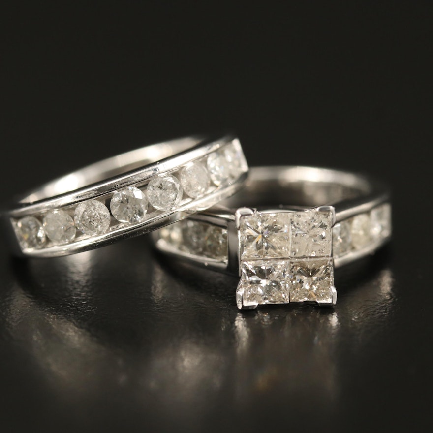 14K 2.04 CTW Diamond Ring and Channel Band