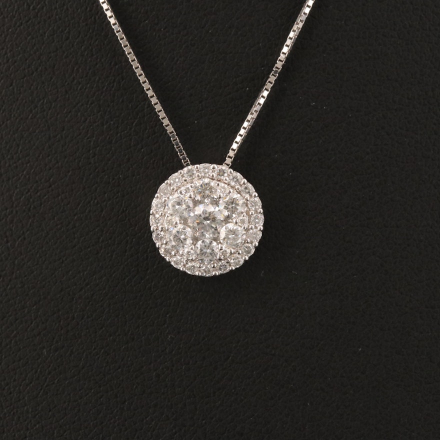14K Diamond Cluster Pendant Necklace